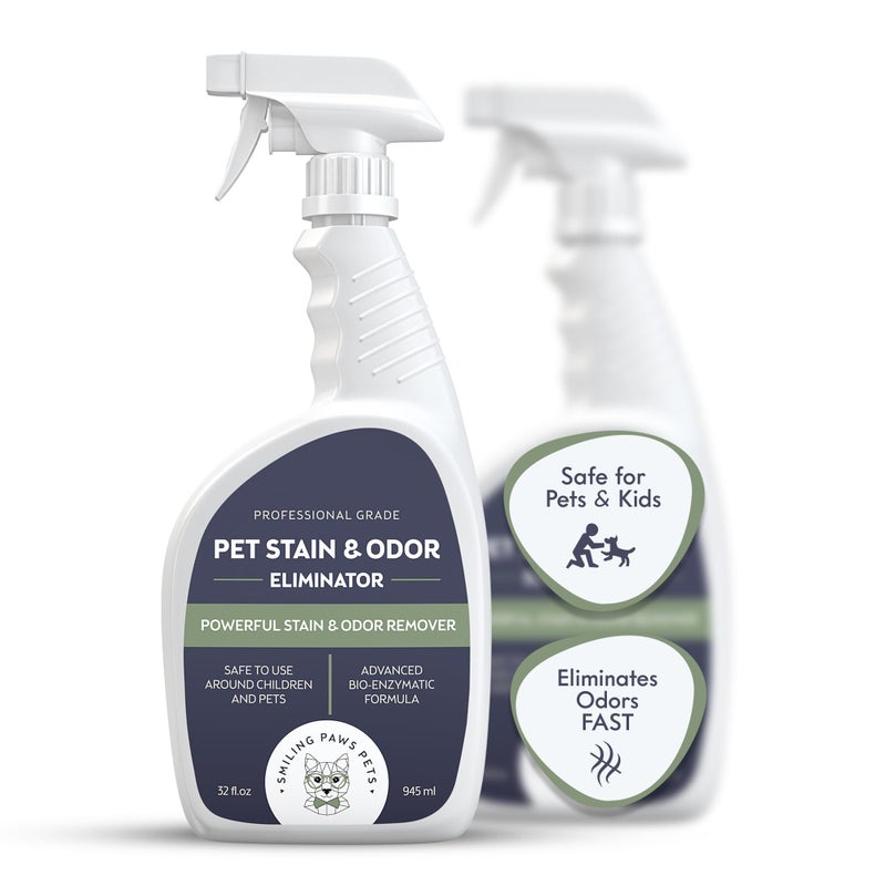 Smiling Paws Pets مزيل رائحة بول الحيوانات الأليفة للقطط والكلاب | منظف إنزيم بول القطط المدمر | منظف إنزيم بول الحيوانات الأليفة | مزيل رائحة الحيوانات الأليفة، مزيل البقع والرائحة من بول القطط والكلاب من الخشب والسجاد والأثاث - Image 1